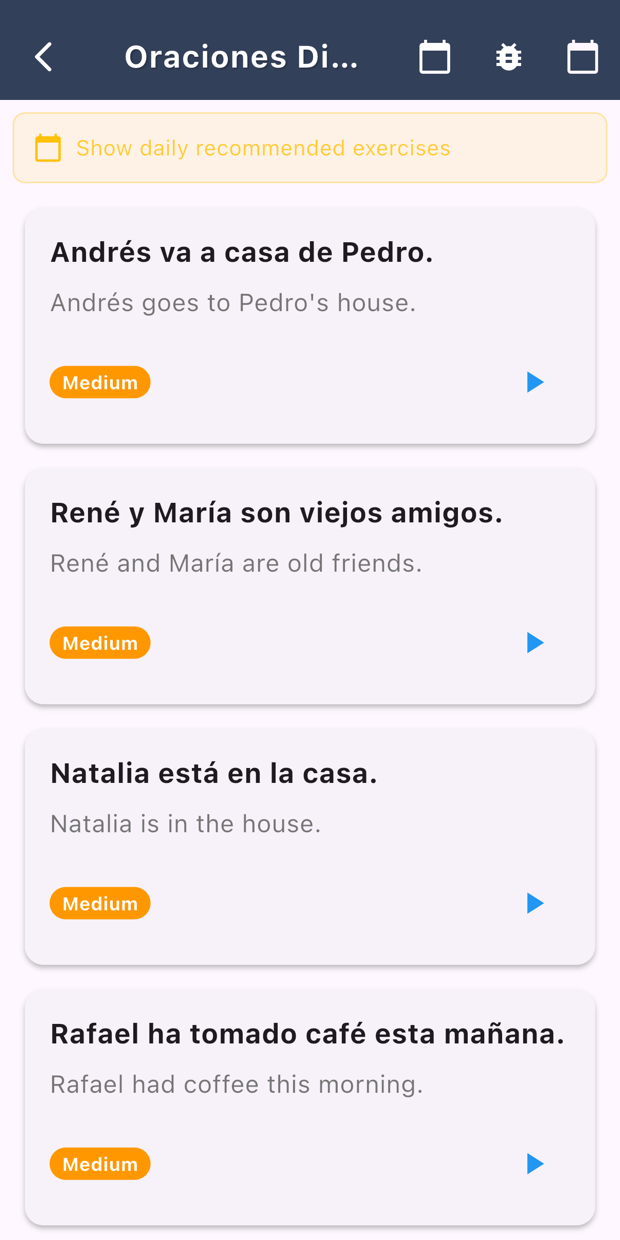 Daily Spanish sentences with English translations