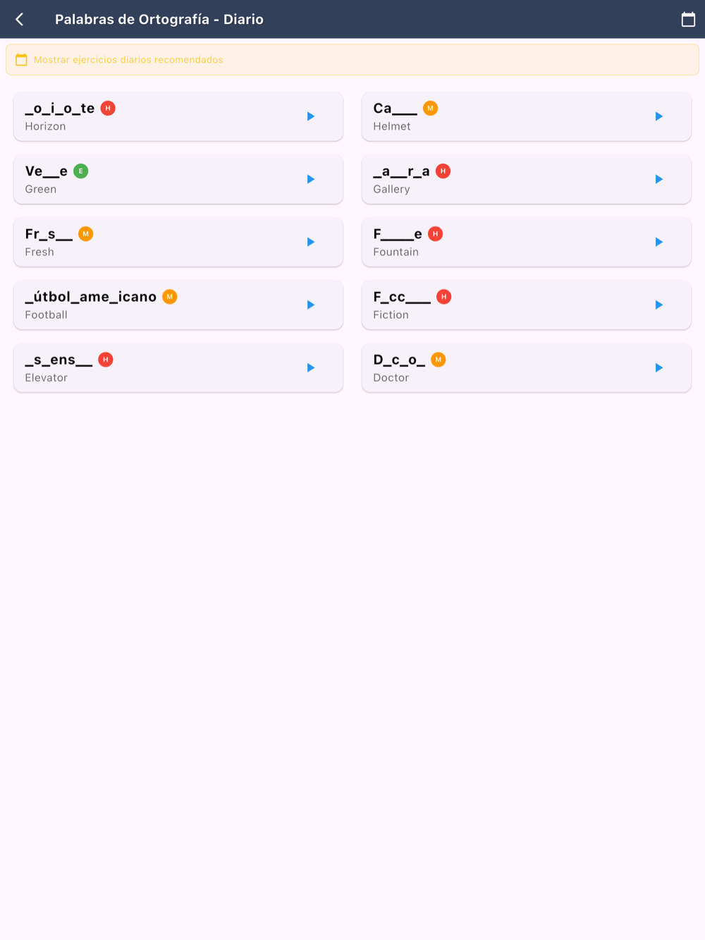 Spanish spelling practice with audio on iPad